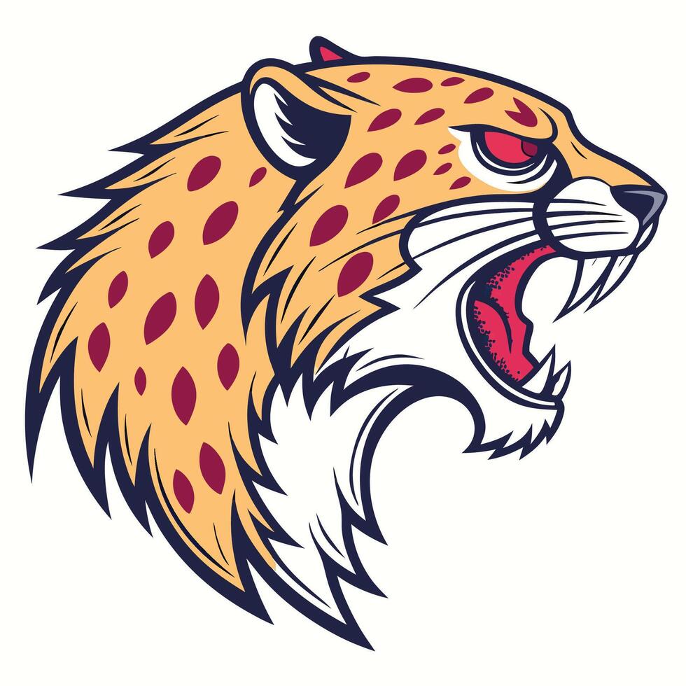 the head of a jaguar is shown in a cartoon style vector