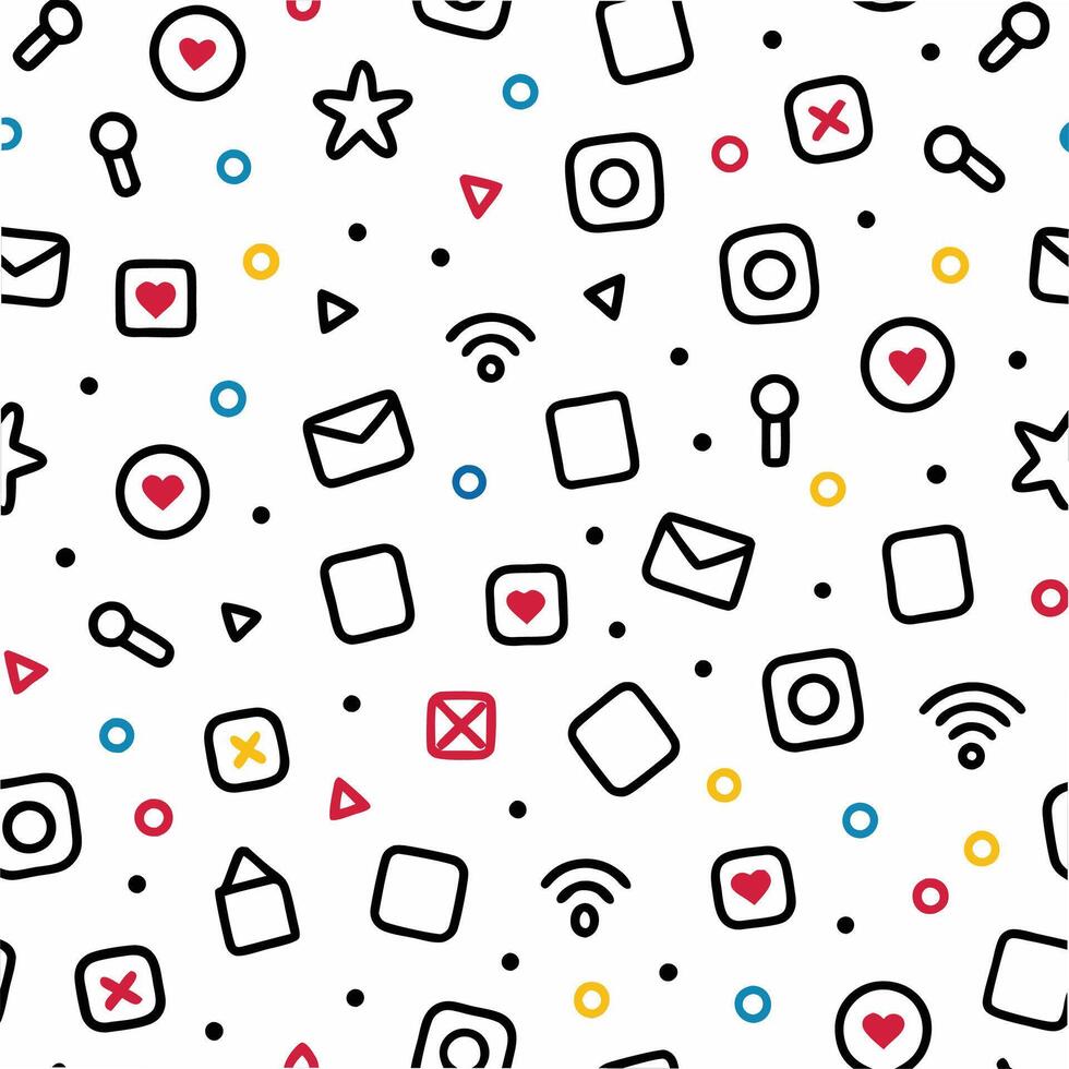 a seamless pattern with icons and symbols vector