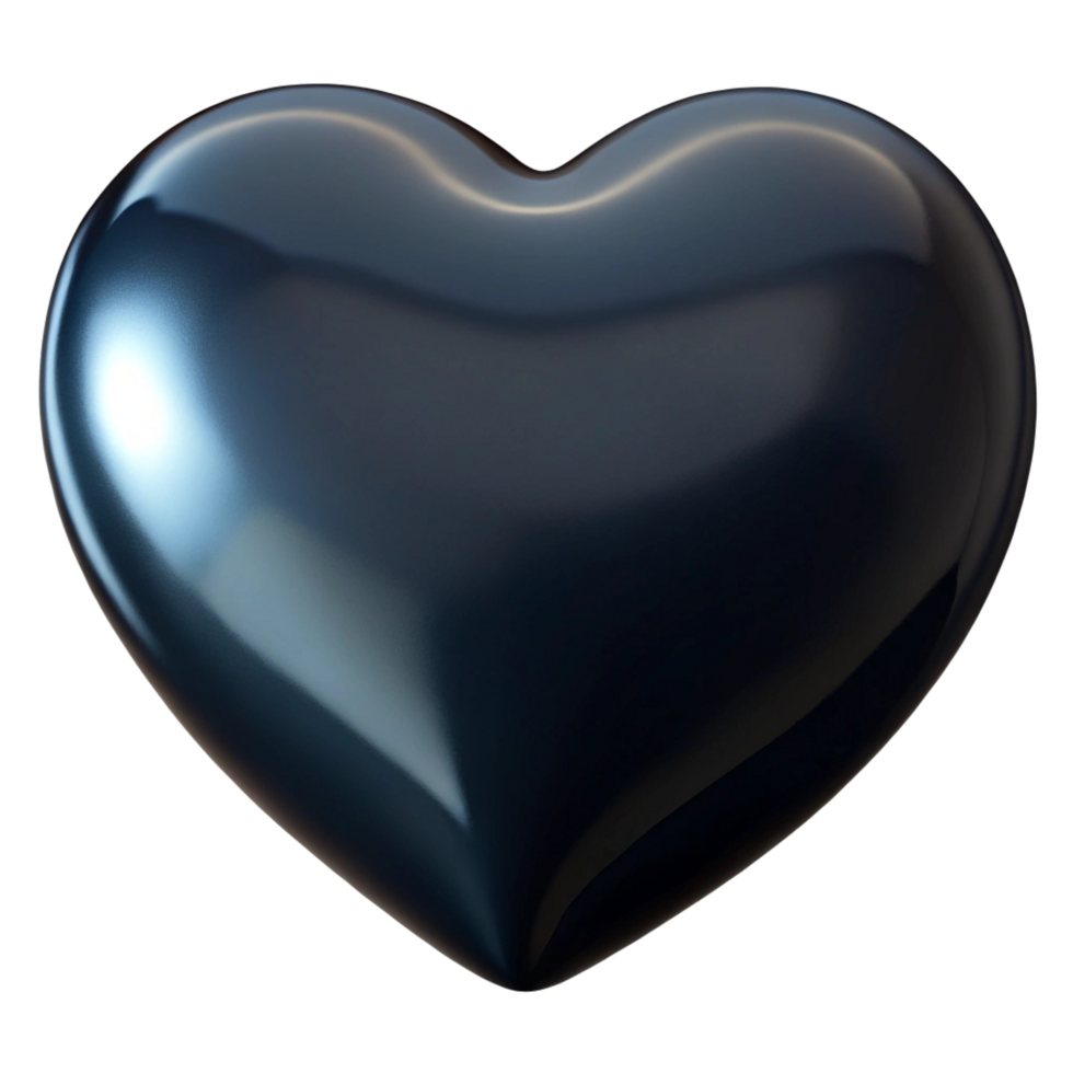 Glossy Dark Blue Heart Shape Isolated on transparent Background png