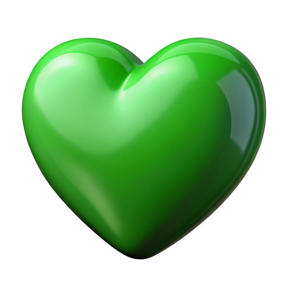 Vibrant Green Heart Shape Isolated on transparent Background png