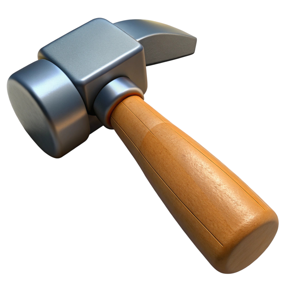 3D Rendered Metal Hammer with Wooden Handle png