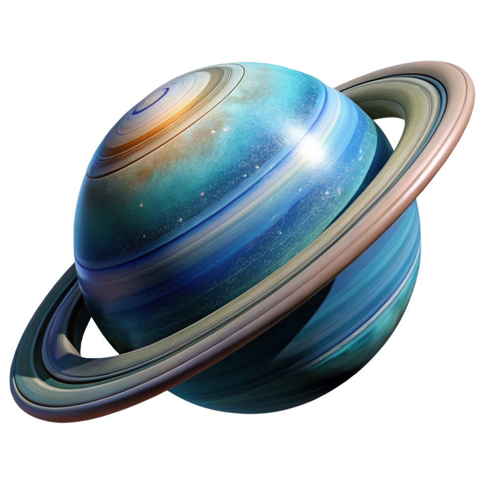 Stunning 3D Render of a Ringed Planet in Space png