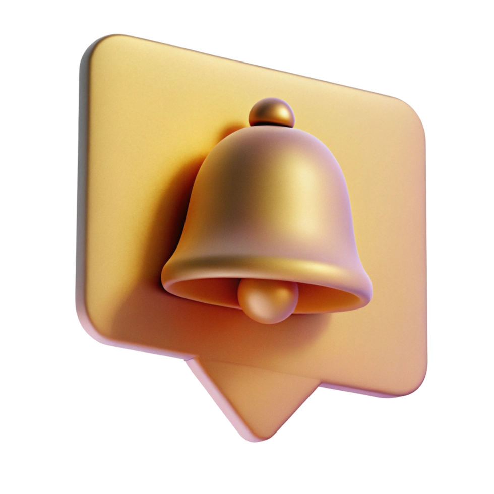 Golden Notification Bell Icon on a Speech Bubble png