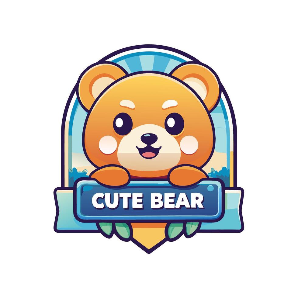 cute bear logo design vector