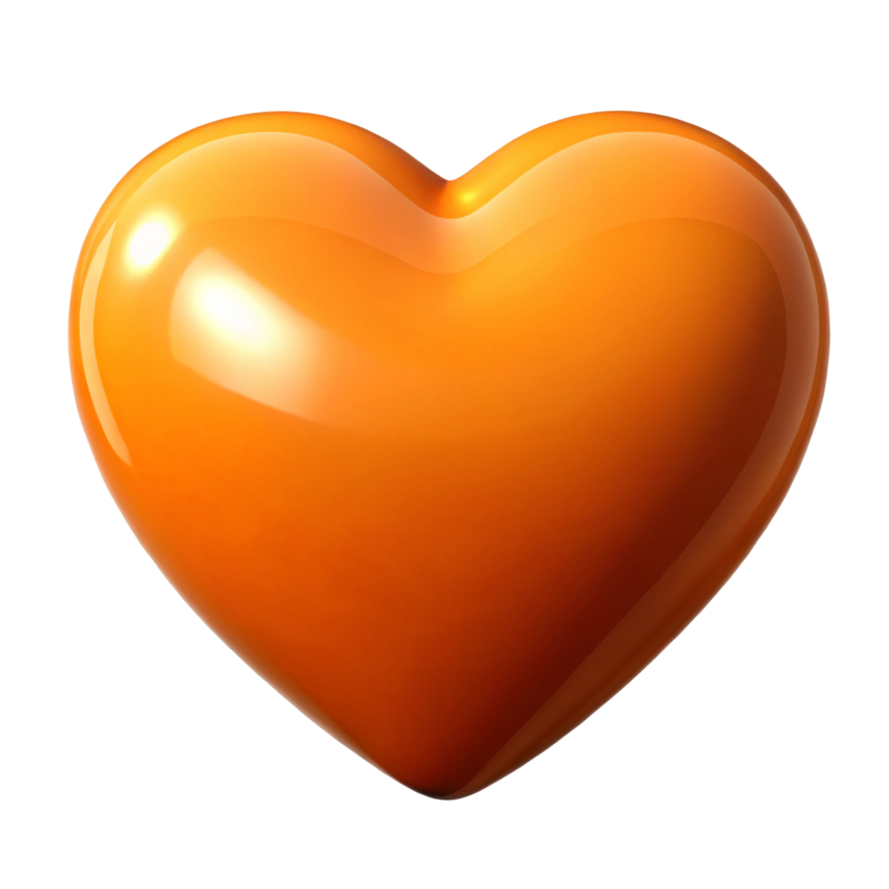 Shiny Orange Heart Isolated on transparent background png