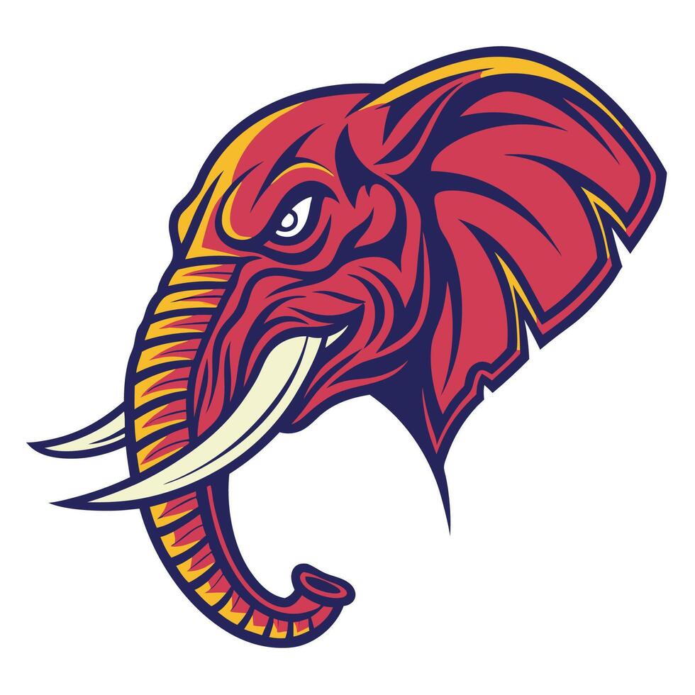an elephant head with tusks and a long tusk vector