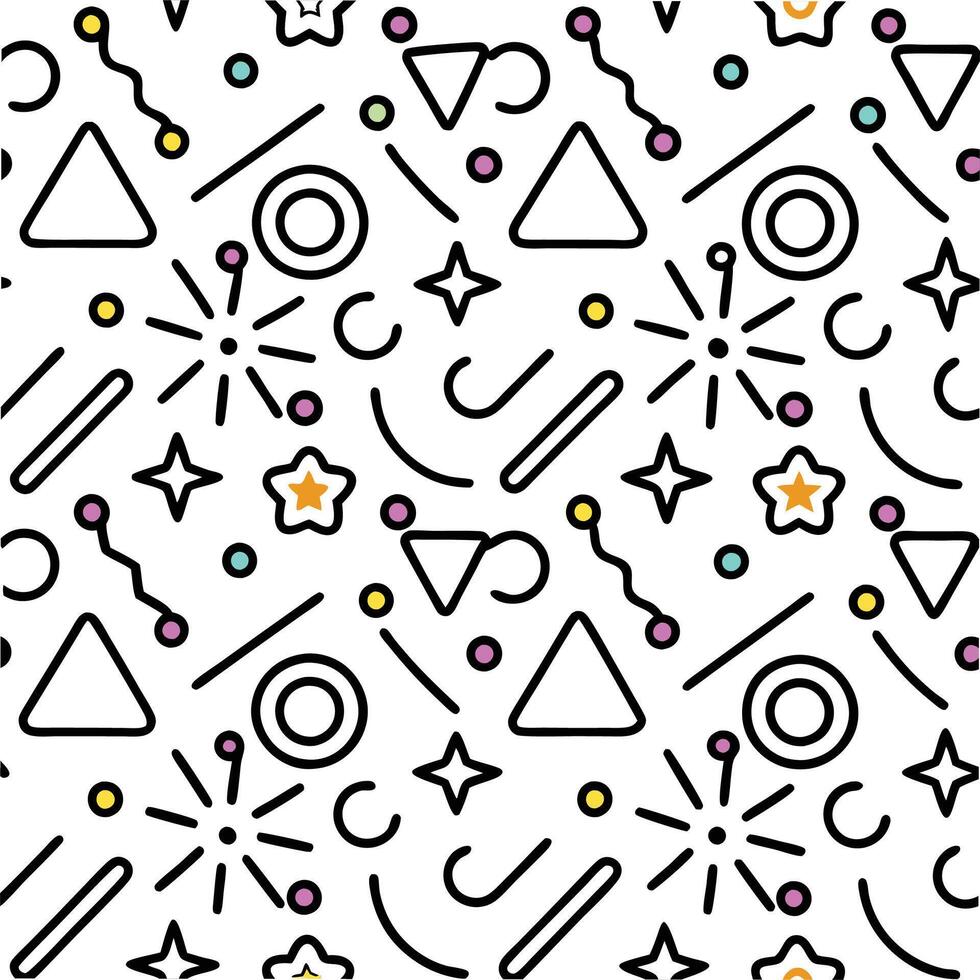 seamless pattern with geometric shapes and stars vector