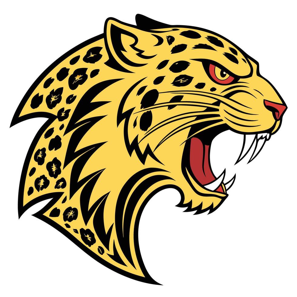 the head of a jaguar is shown in a cartoon style vector