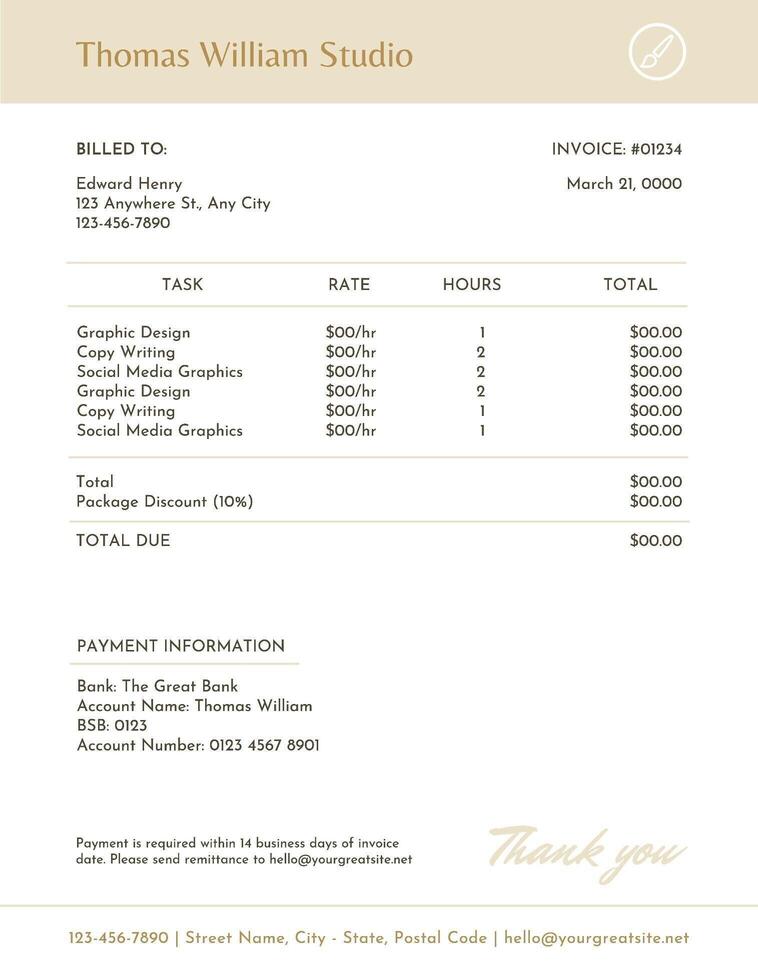 Freelance Graphic Designer Invoice template