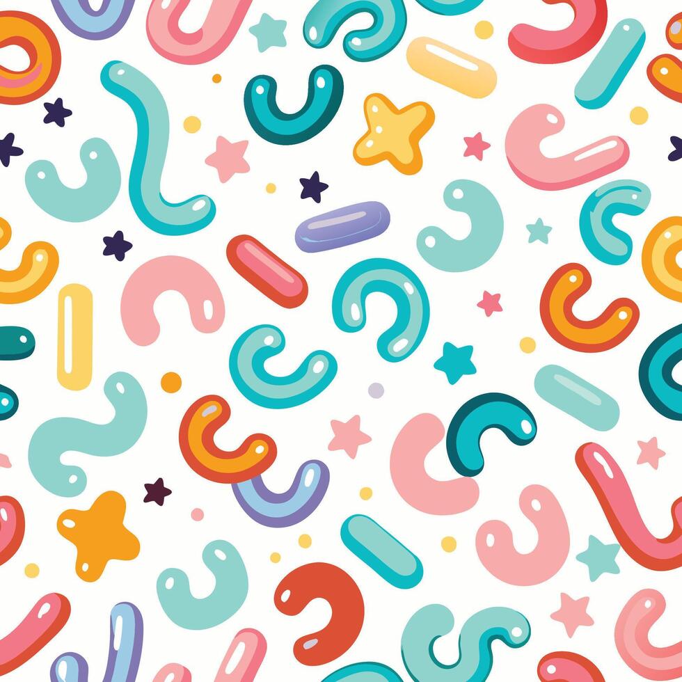 a colorful pattern with a variety of shapes and stars vector