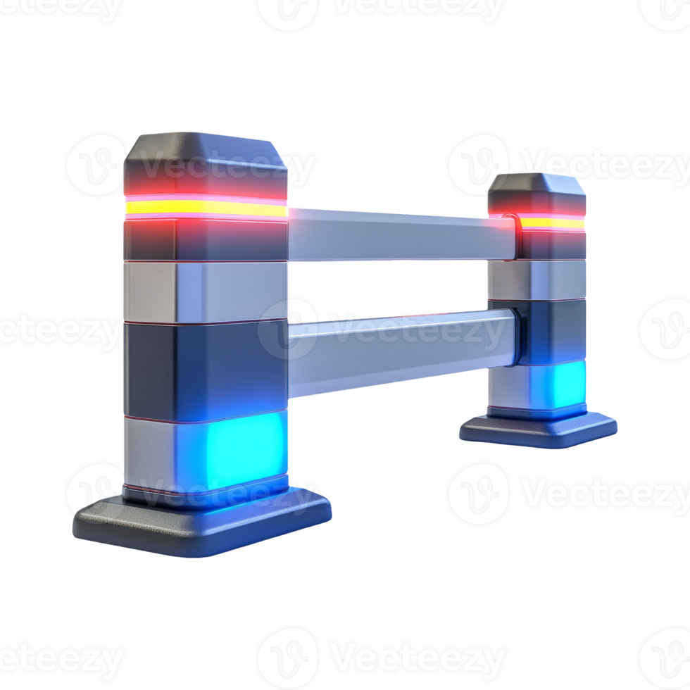 Modern Barrier with LED Lights on Transparent Background png