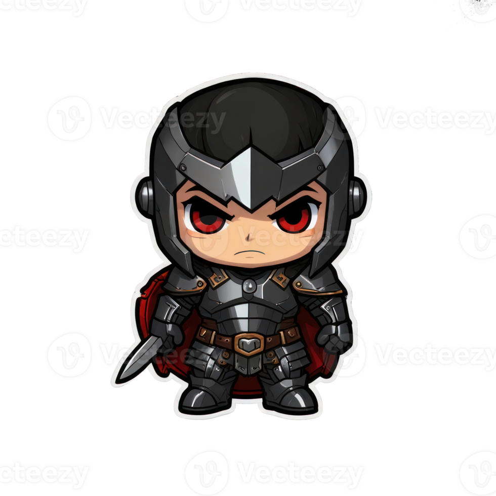 A Chibi Knight in Dark Armor Stands Ready png