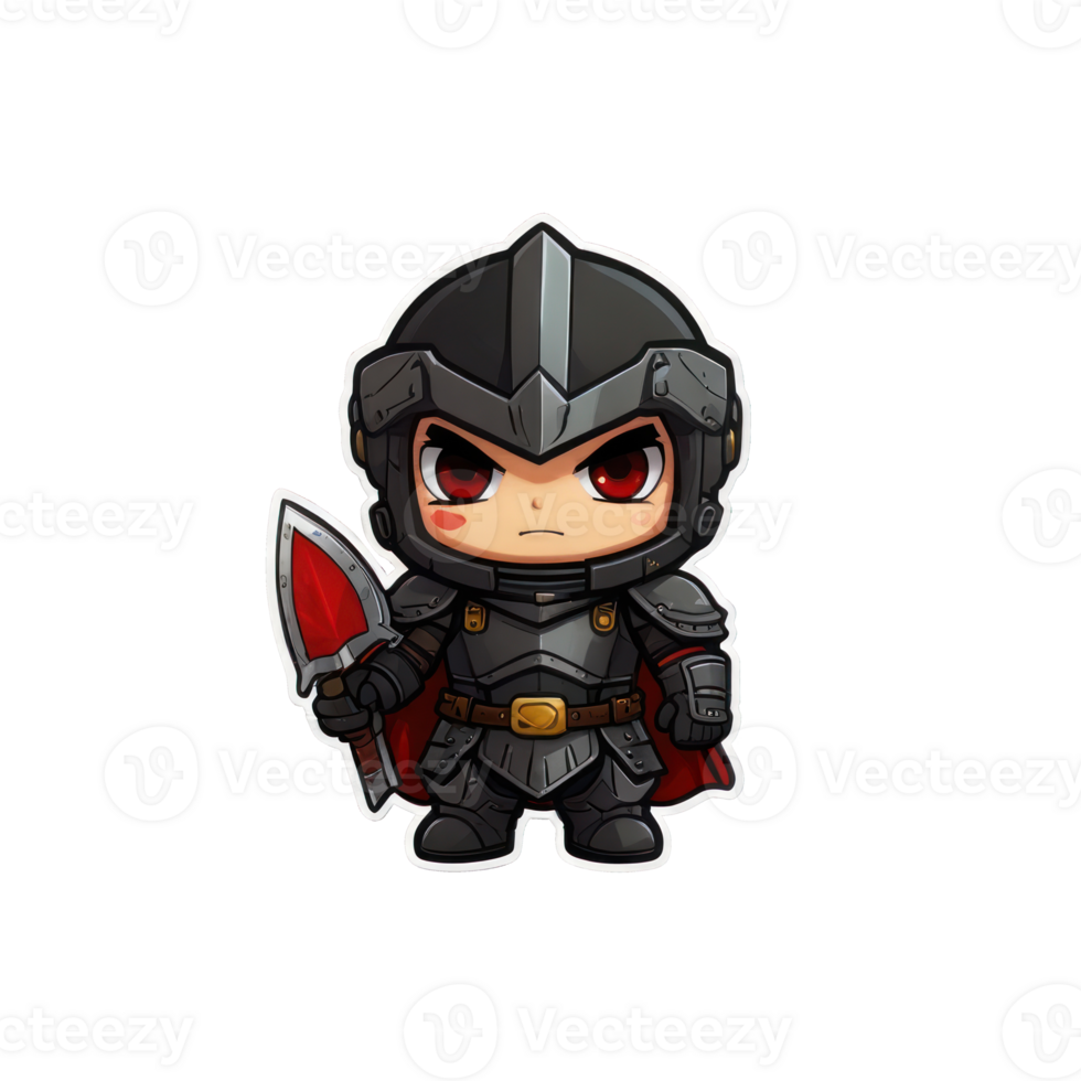Chibi Knight Character Holds Red Weapon png