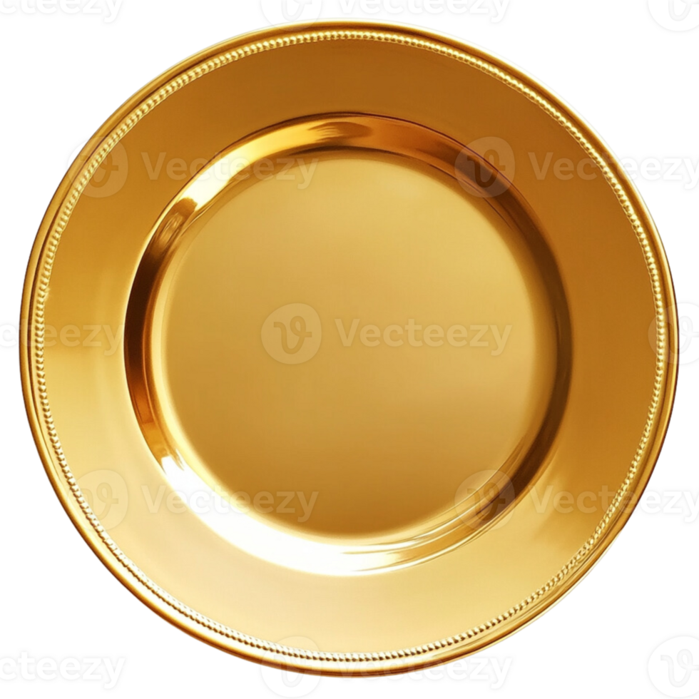 A round golden plate. png
