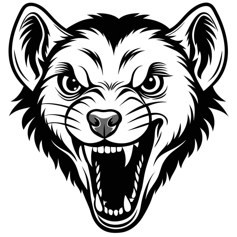 a black and white illustration of a rat head vector