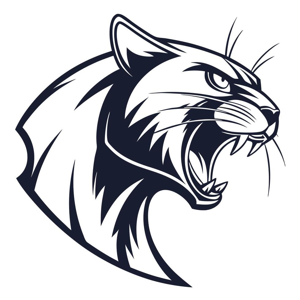 a black and white image of a panther head vector