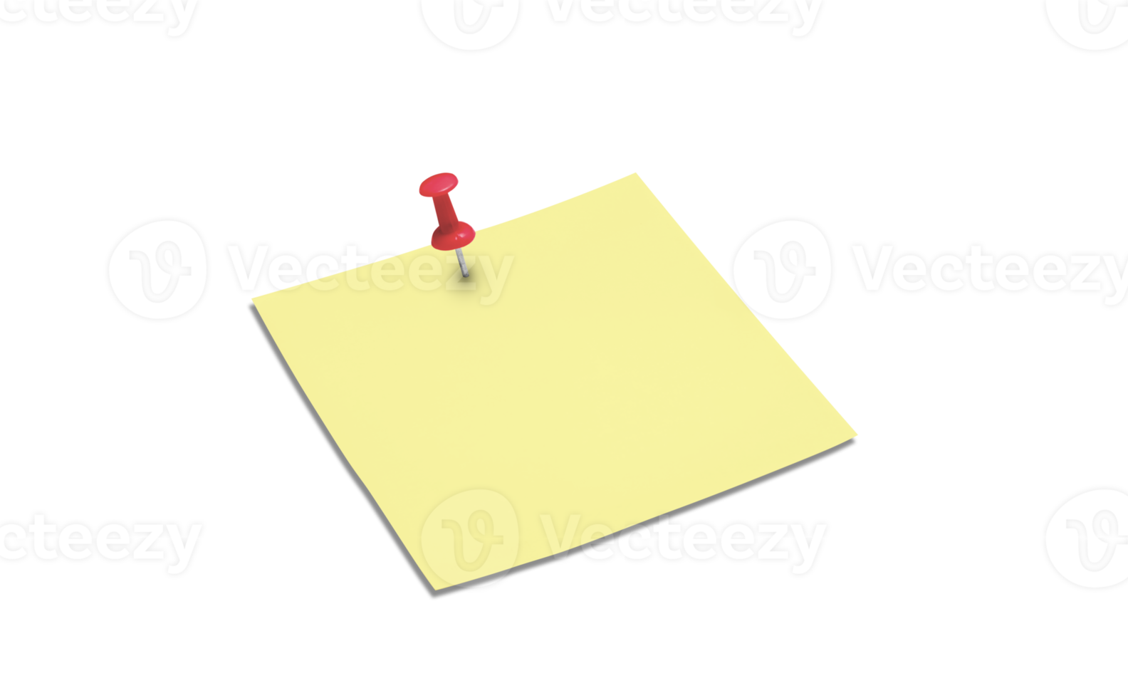 Blank yellow sticky note with thumbtack. Blank note, red pin png