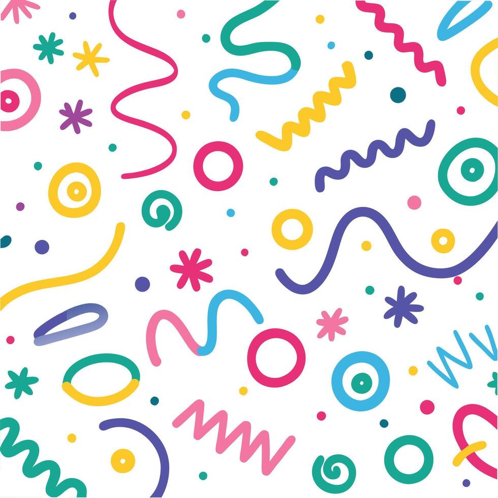 a colorful pattern with various shapes and lines vector