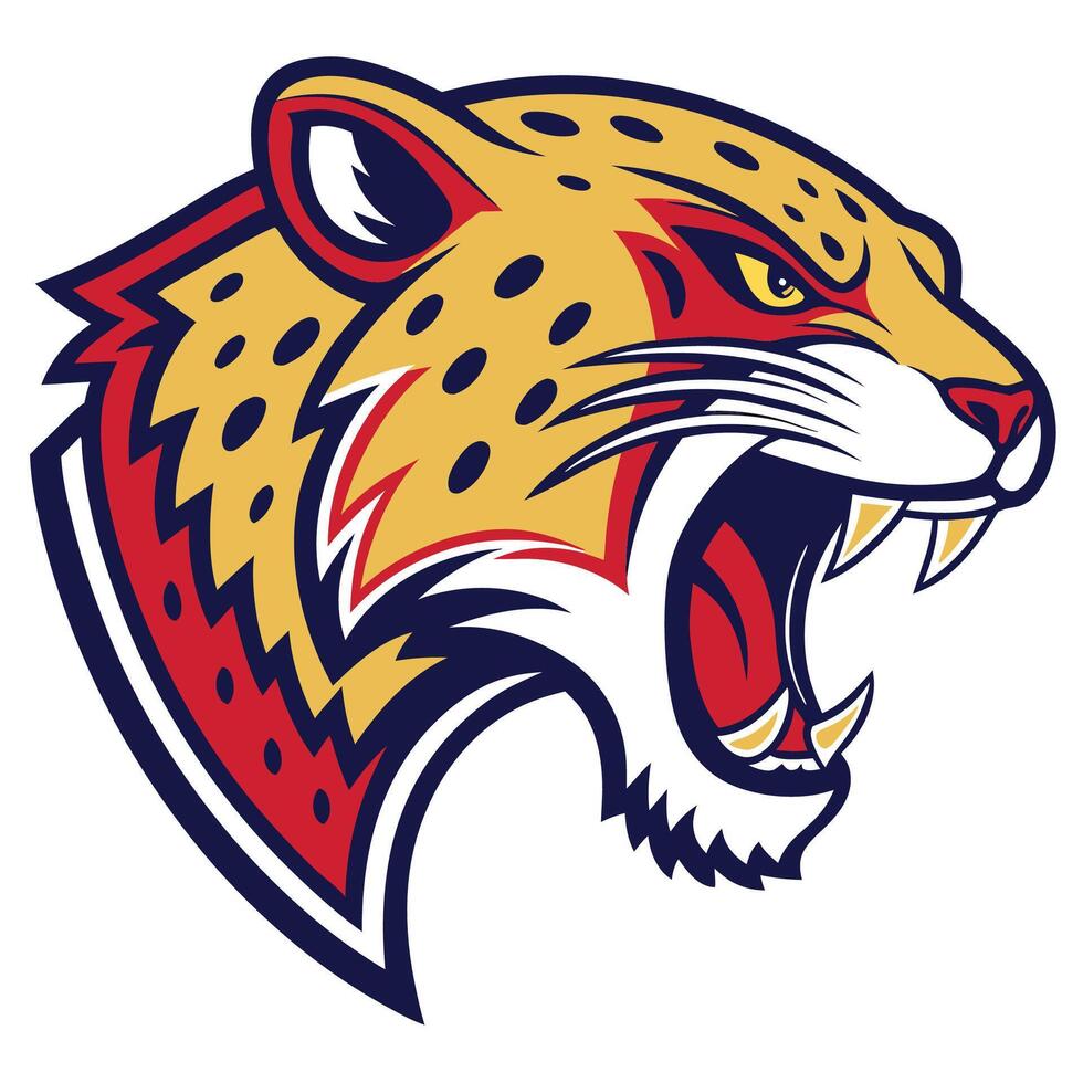 the jaguar head is shown in a cartoon style vector