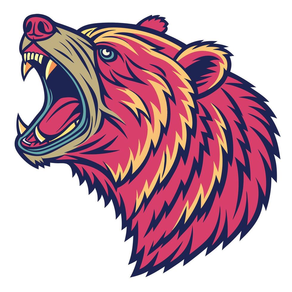 the head of a bear with its mouth open vector