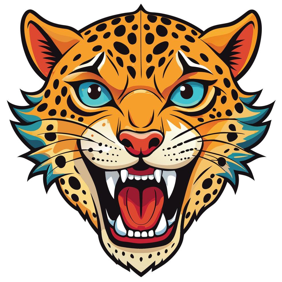 a jaguar head with its mouth open vector