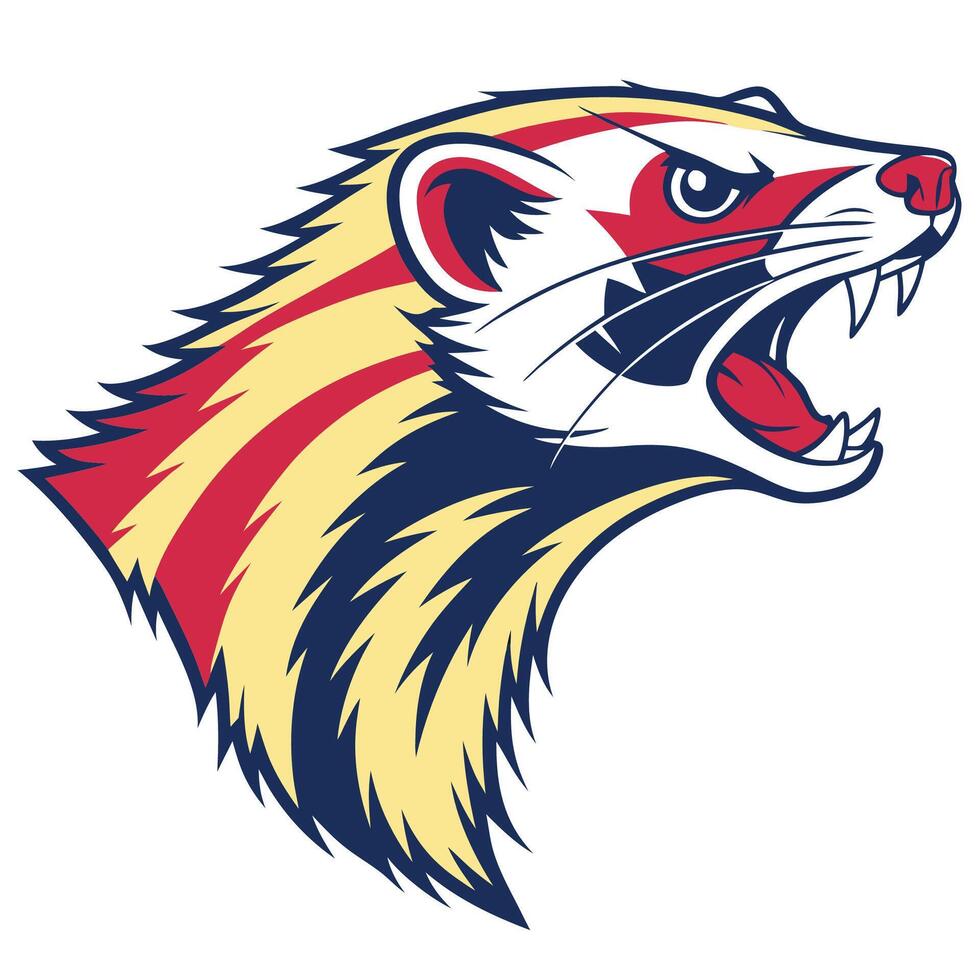 a ferret head with its mouth open vector