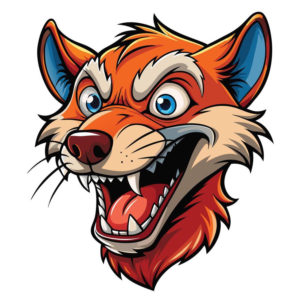 a cartoon fox head with open mouth vector