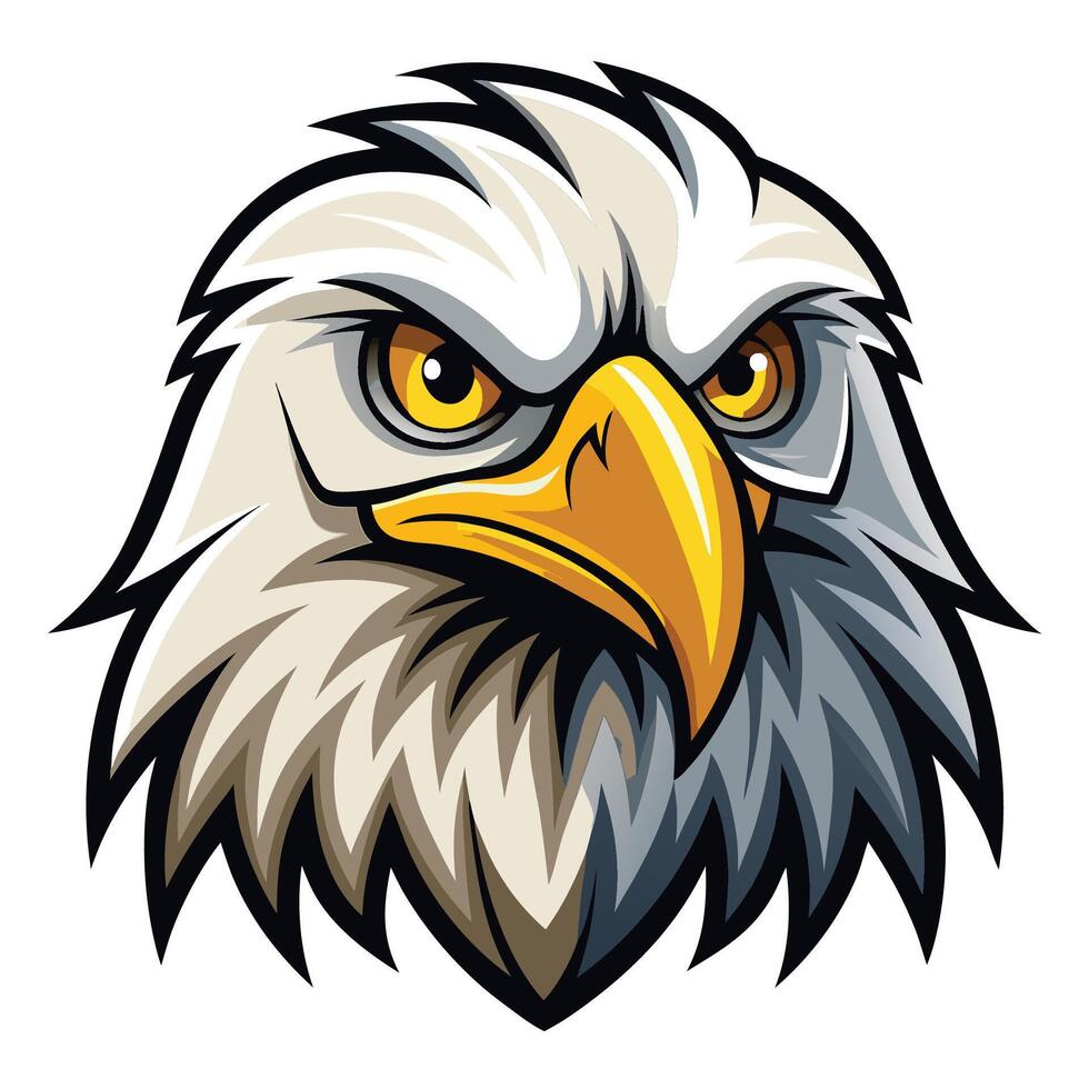an eagle head with a big beak and yellow eyes vector