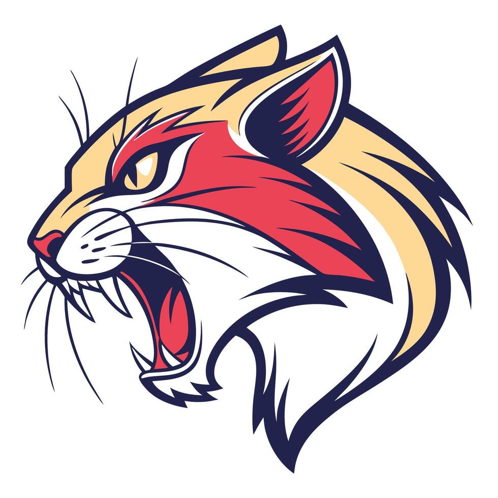 the head of a cat is shown in a cartoon style vector