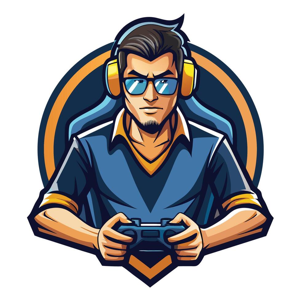 a man in glasses holding a controller vector