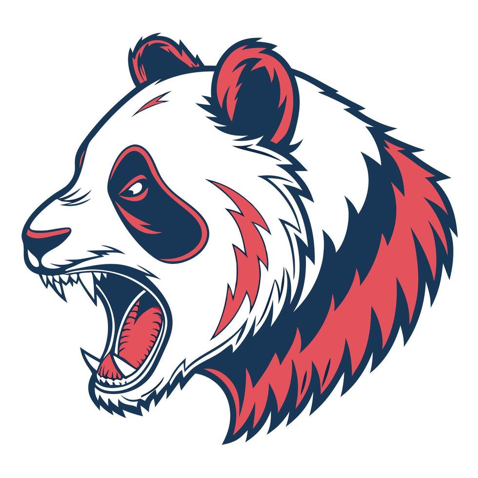 the head of a panda bear is shown with its mouth open vector