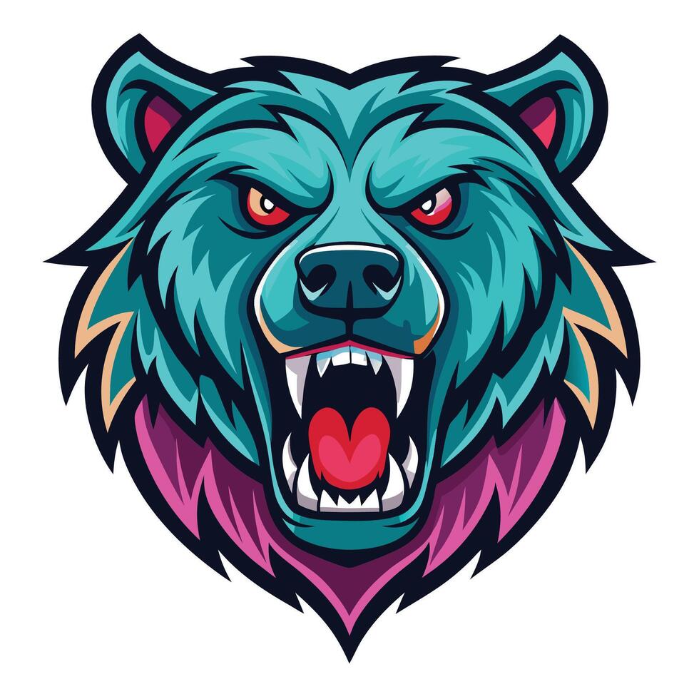 the head of a bear with its mouth open vector