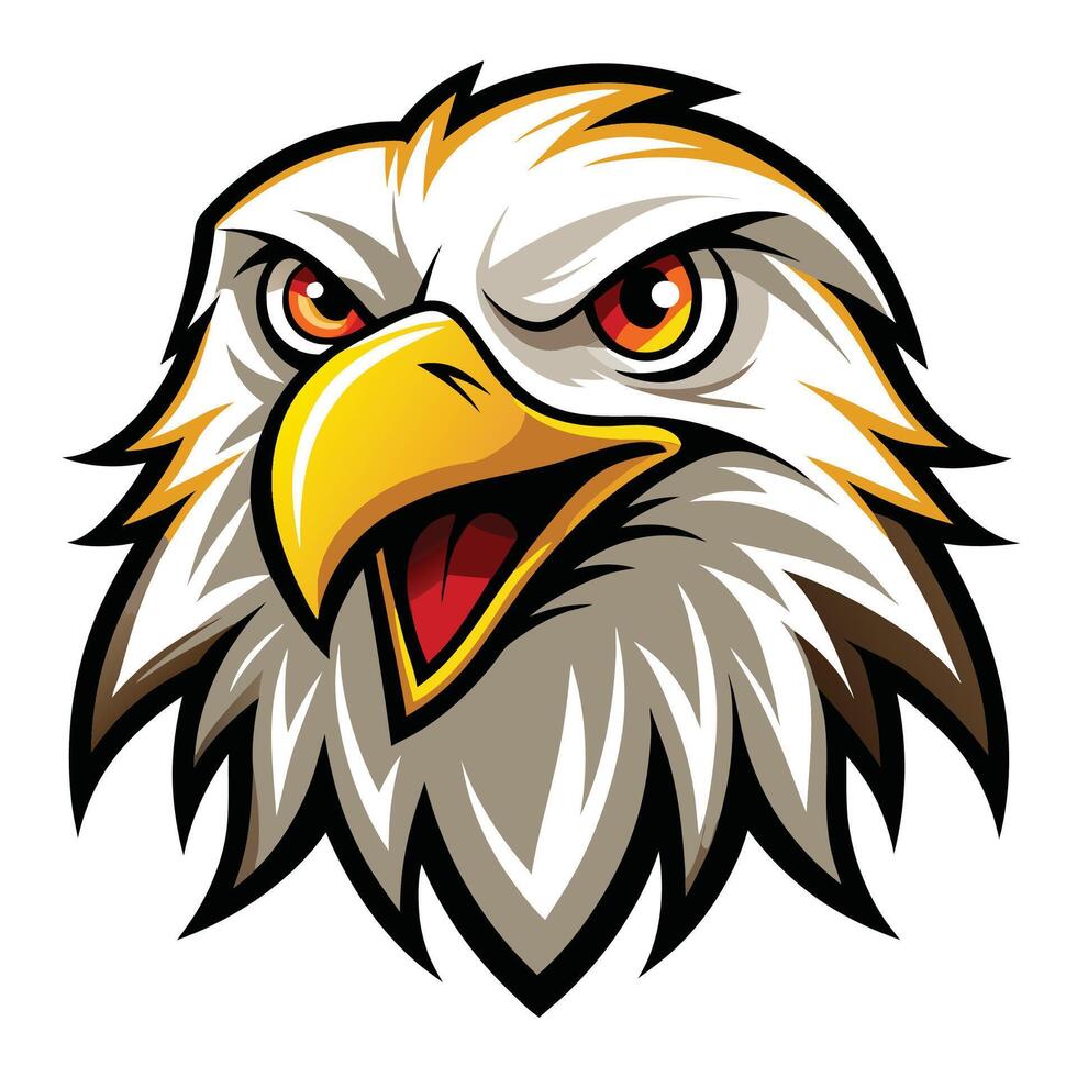 an eagle head with a big beak and yellow eyes vector