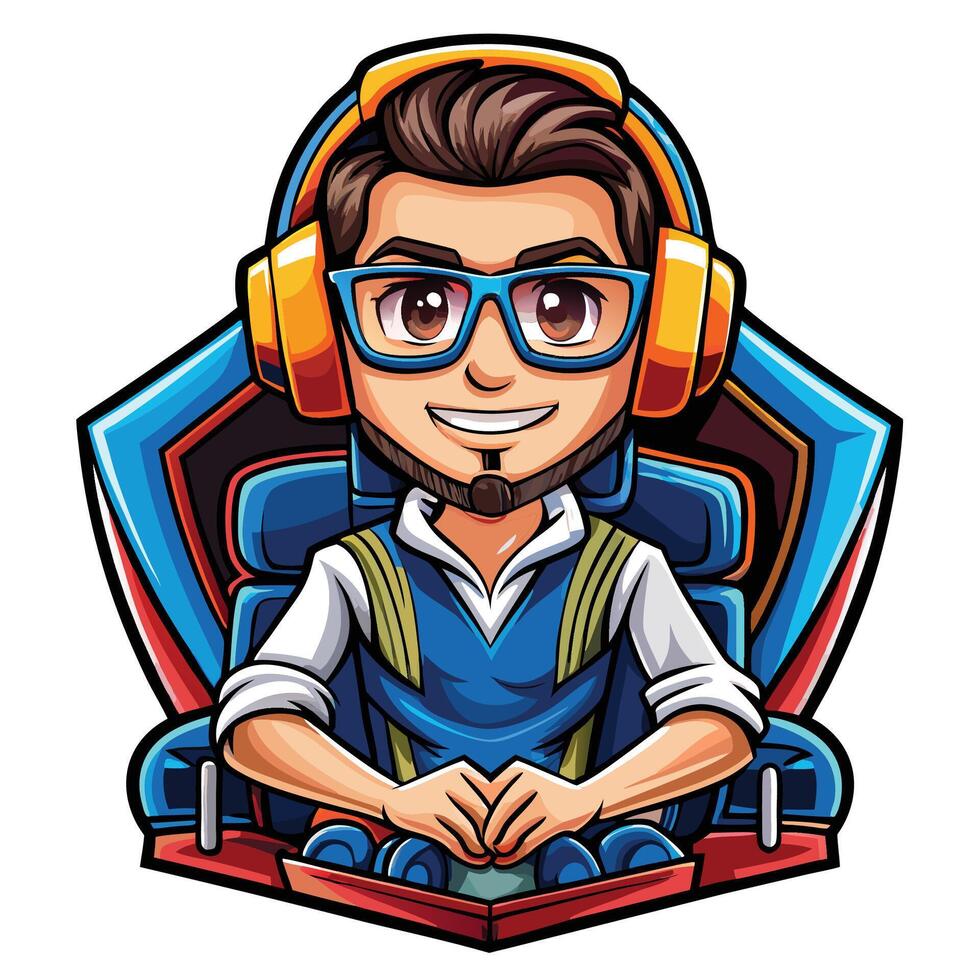 a cartoon man wearing glasses and headphones vector