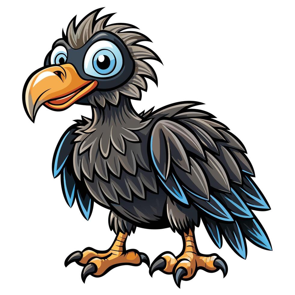 a cartoon vulture bird with blue eyes and big beak vector