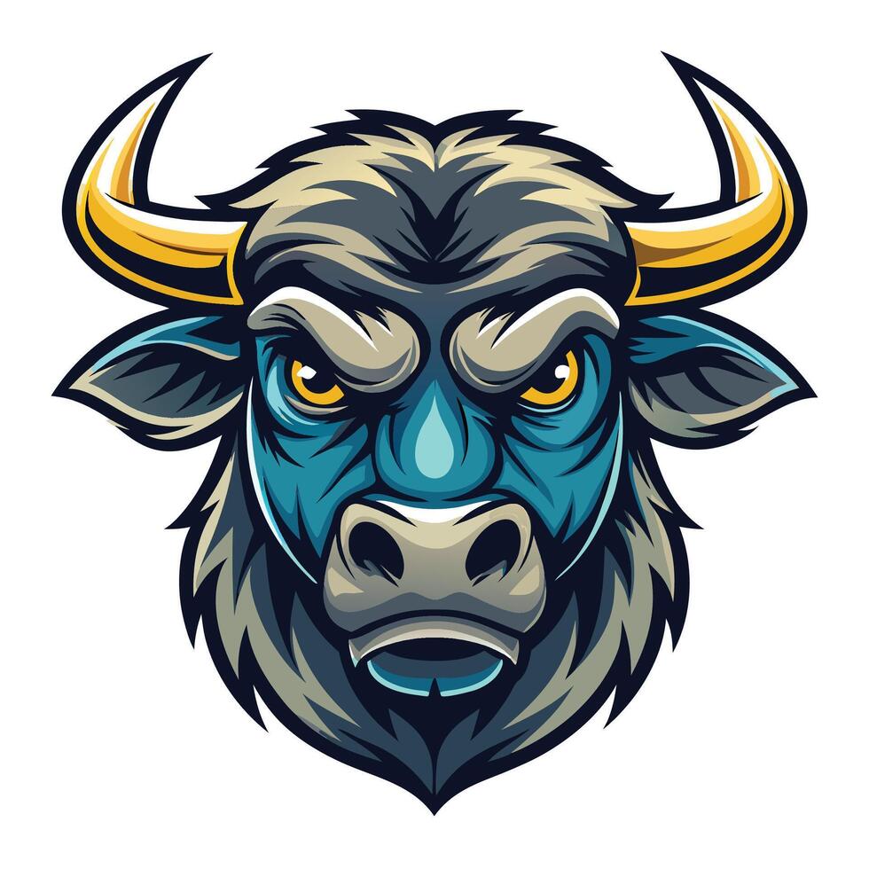 an angry bull head with horns on a white background vector