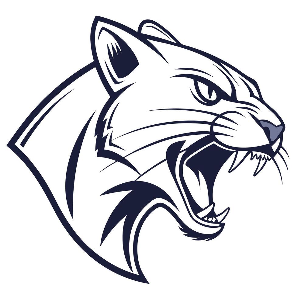the head of a panther is shown in a black and white design vector