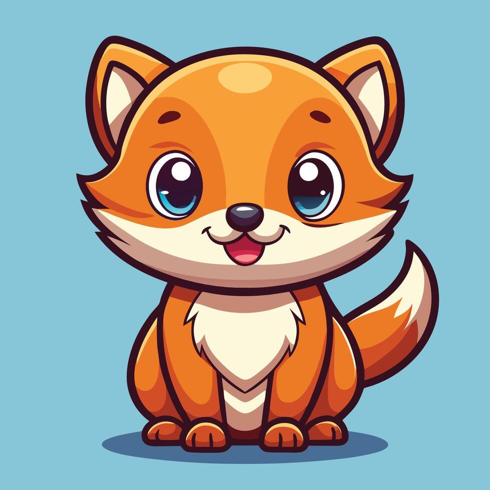 cute cartoon fox illustration vector