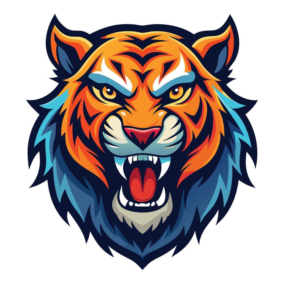 the head of a tiger is shown in a cartoon style vector