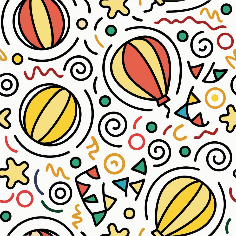 seamless pattern with colorful balloons and stars vector