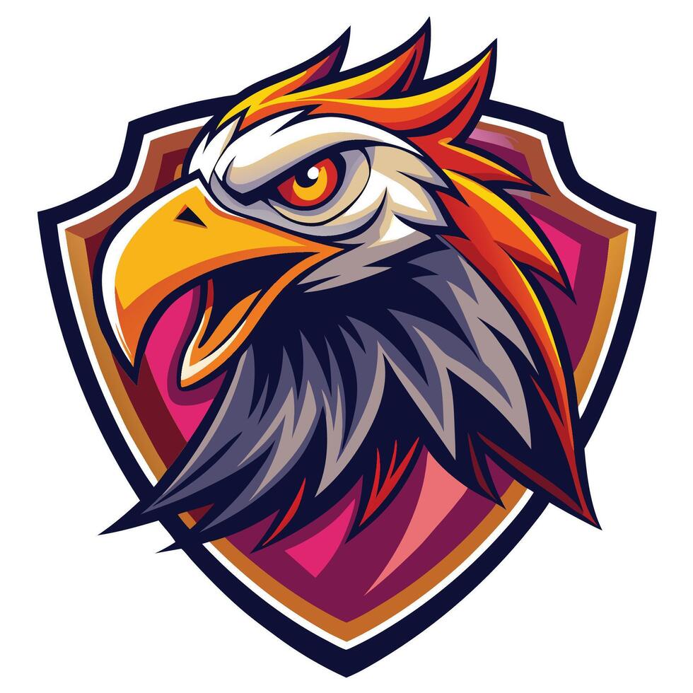 an eagle mascot head on a shield vector