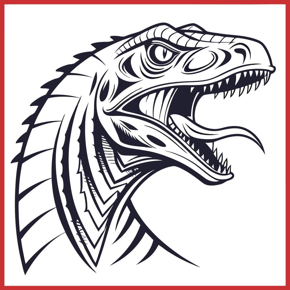 a dinosaur head with a long neck and sharp teeth vector