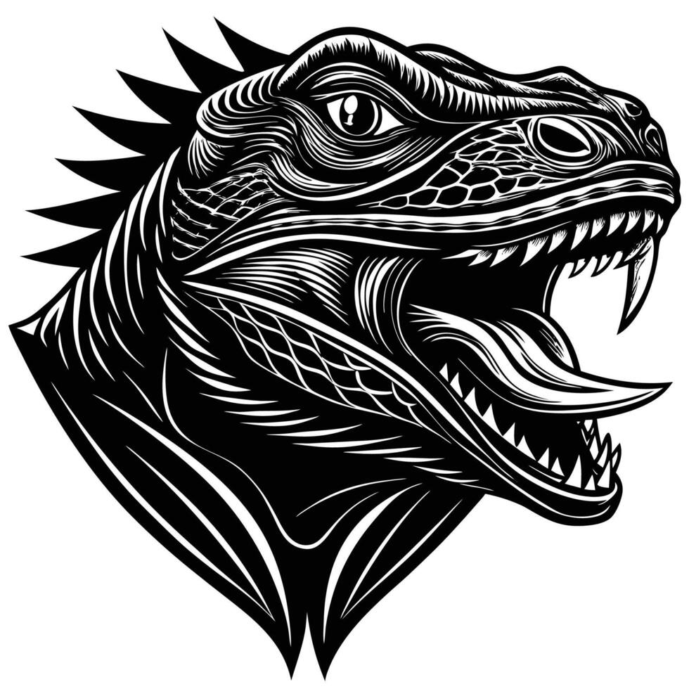 an image of a lizard head with its mouth open vector