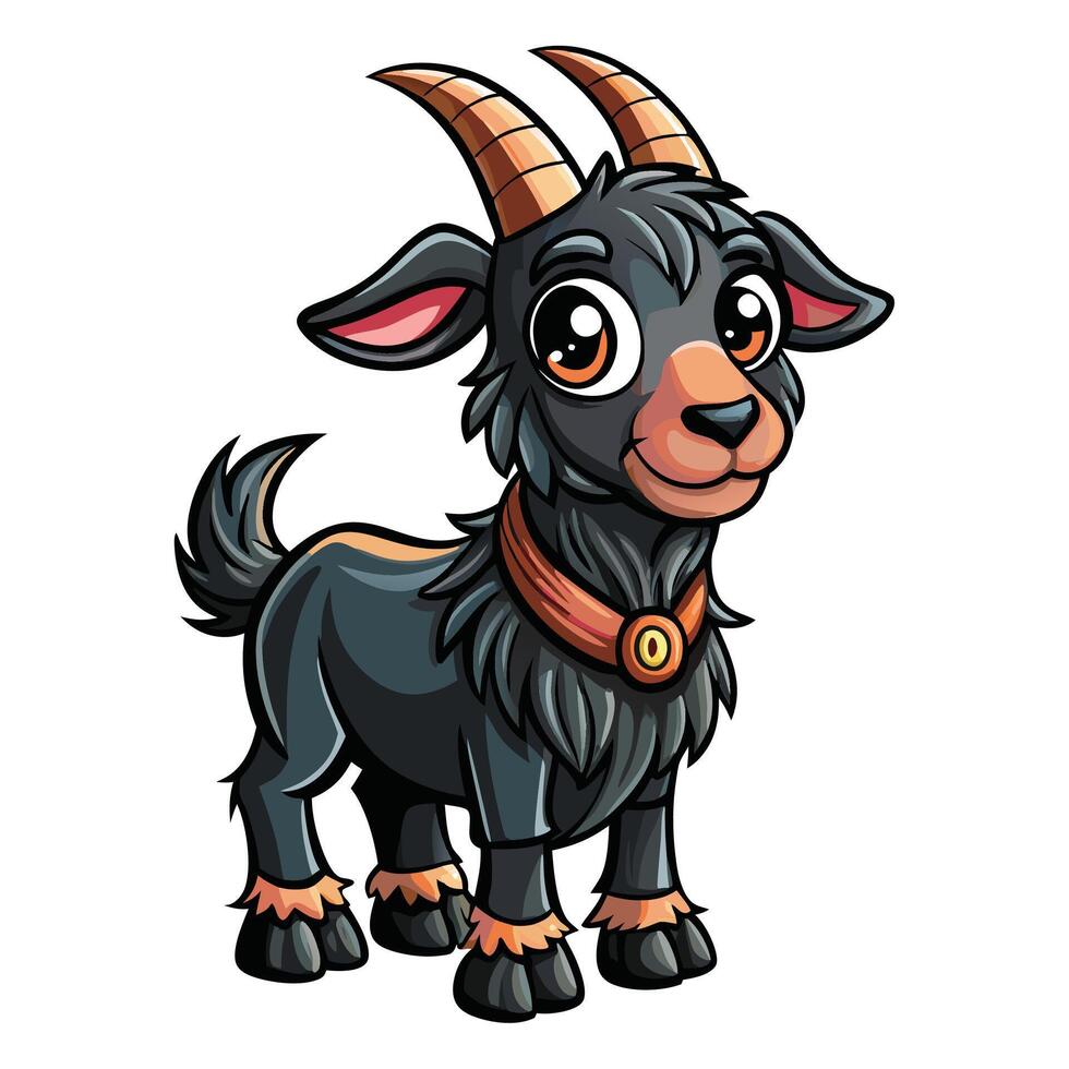 cartoon goat with horns and collar vector