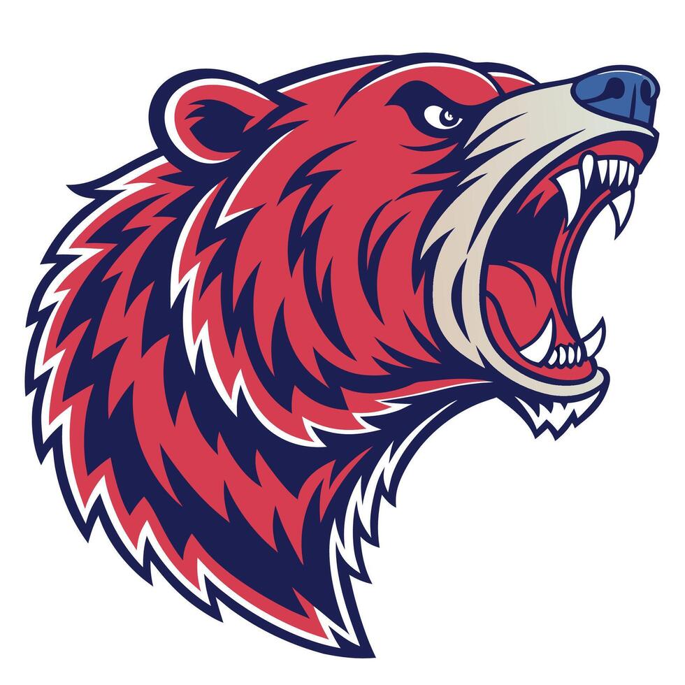 the head of a grizzly bear is shown with its mouth open vector