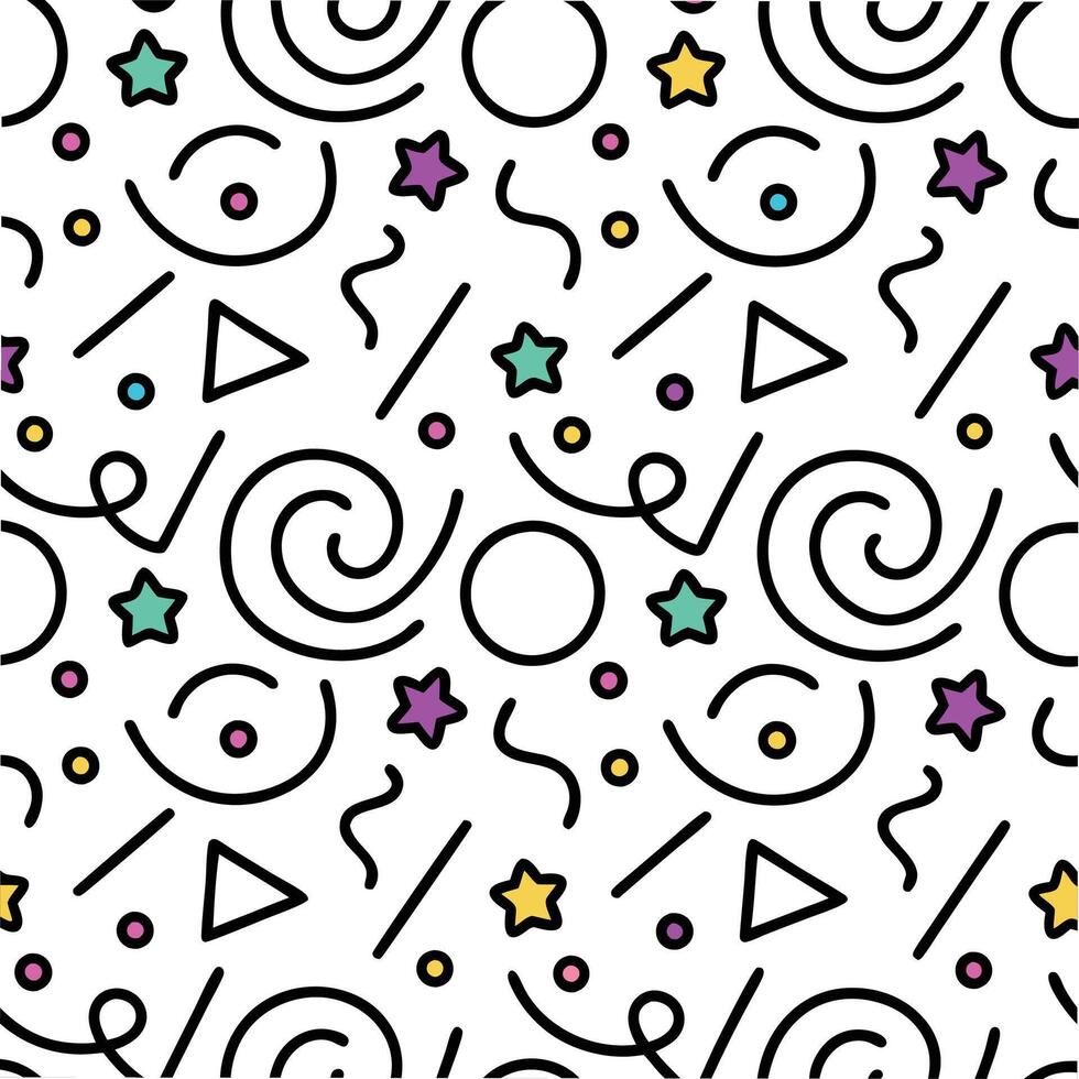 seamless pattern with colorful shapes and stars vector