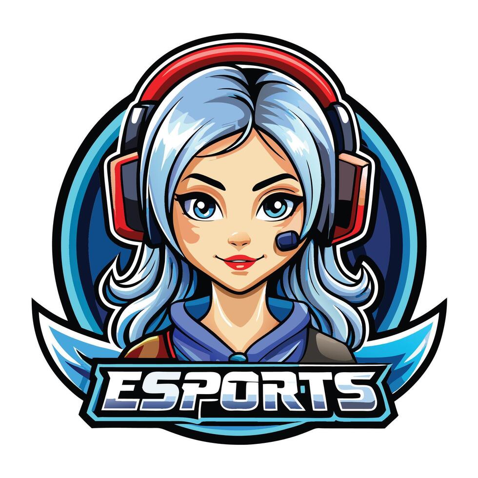 esports girl avatar illustration vector