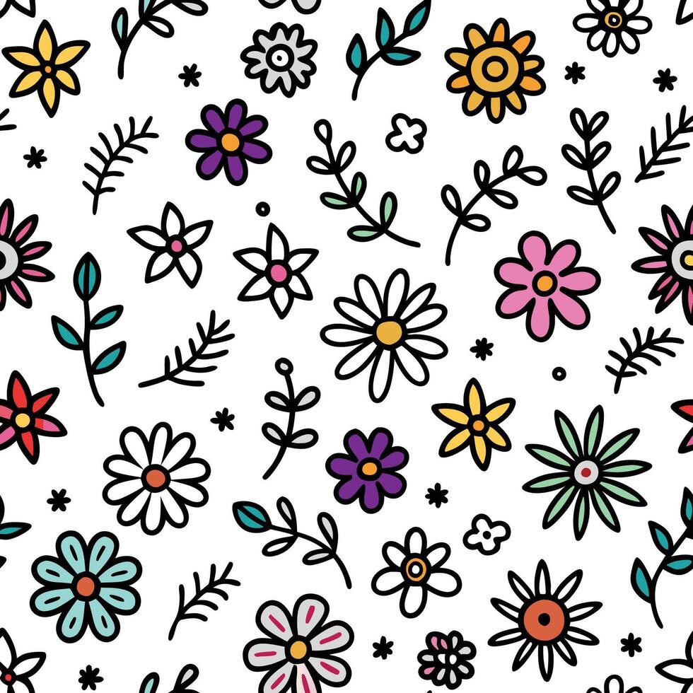seamless pattern with flowers and leaves vector