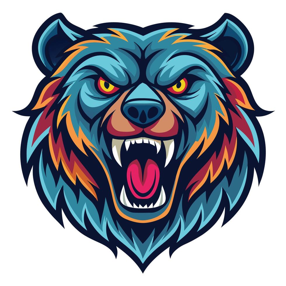 the head of a bear with an angry expression vector