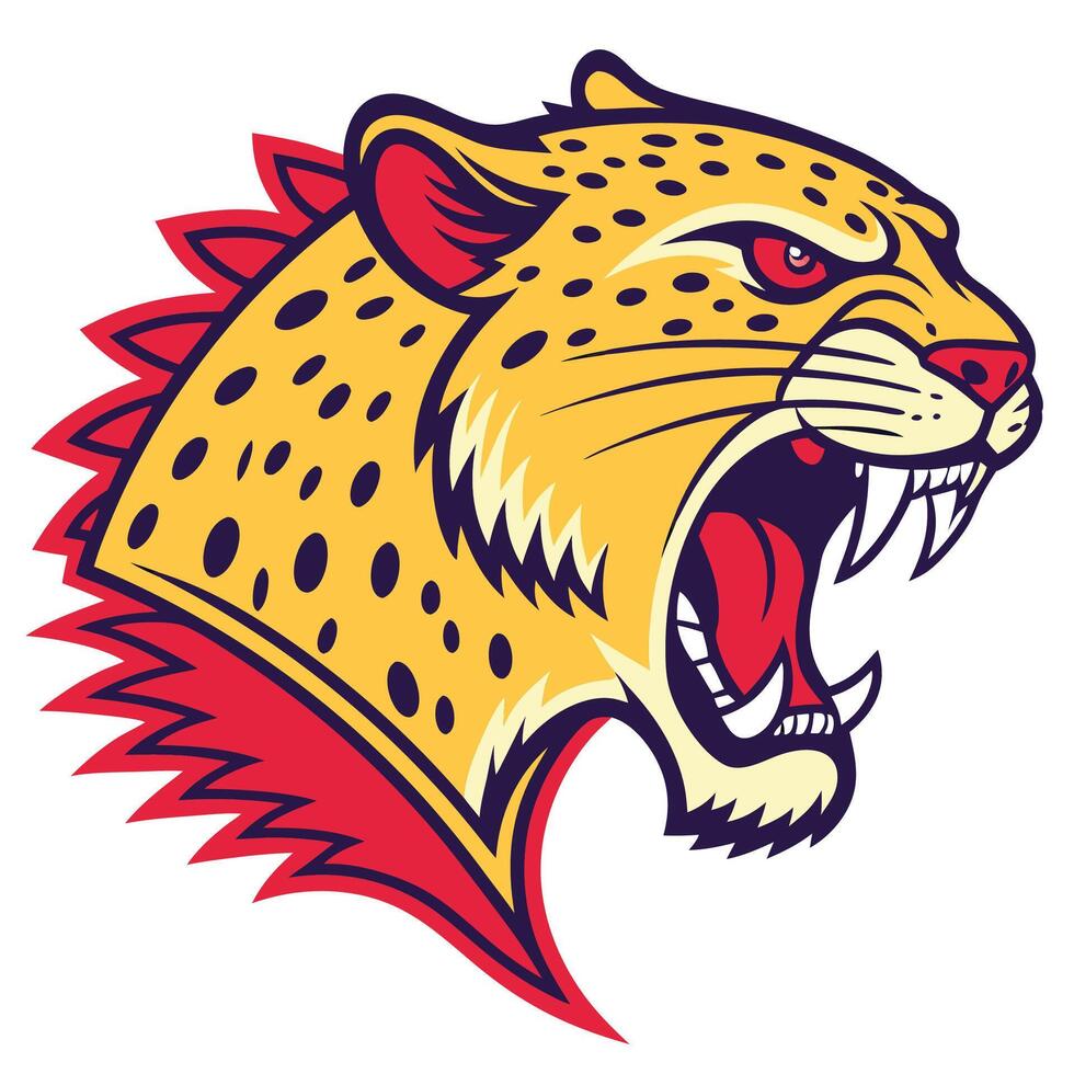 the head of a jaguar is shown with its mouth open vector